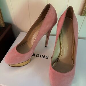 Charlotte Olimpia.Blush Pink Suede Heels